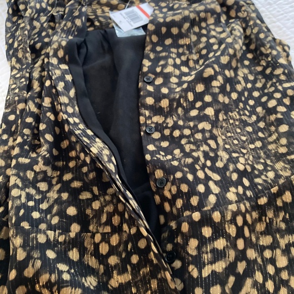 NWT MICHAEL Michael Kors Brown Shimmer Animal Print Jumpsuit Wide Leg Sz XS - Picture 12 of 12